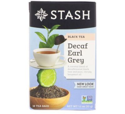 Stash Tea, Earl Grey, чорний чай, без кофеїну, 18 чайних пакетиків, 33 г (1,1 унції)