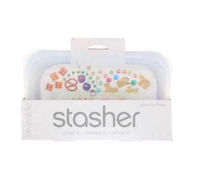 Stasher, Многоразовая силиконовая сумка для еды, для маленьких закусок, прозрачная, 9,9 ж. унц. (293,5 мл)
