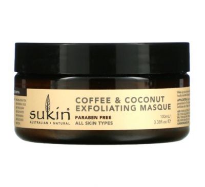 Sukin, Coffee & Coconut Exfoliating Masque, 3.38 fl oz (100 ml)