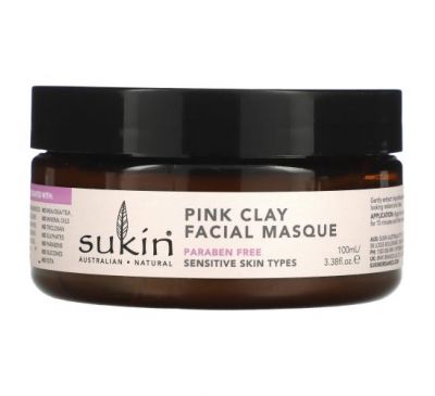 Sukin, маска для обличчя з рожевою глиною, для чутливої ​​шкіри, 100 мл (3,38 унцій)