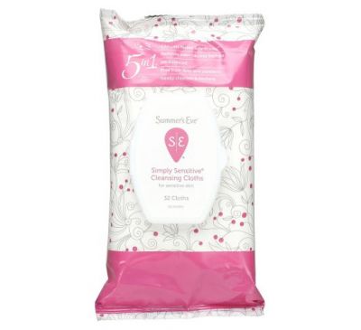 Summer's Eve, 5 in 1 Cleansing Cloths, Simply Sensitive, 32 Cloths
