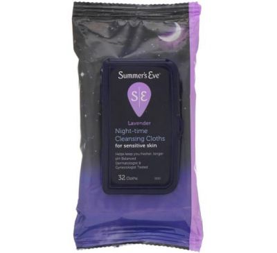 Summer's Eve, Cleansing Cloths, Night-Time, Lavender, 32 Cloths