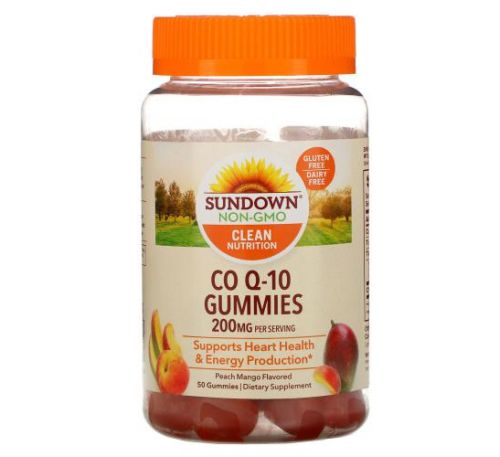 Sundown Naturals, Co Q-10 Gummies, Peach Mango Flavored, 100 mg, 50 Gummies