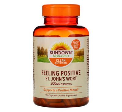 Sundown Naturals, Feeling Positive, St. John's Wort, 150 mg, 150 Capsules
