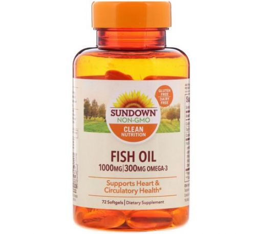 Sundown Naturals, Fish Oil, 1,000 mg, 72 Softgels