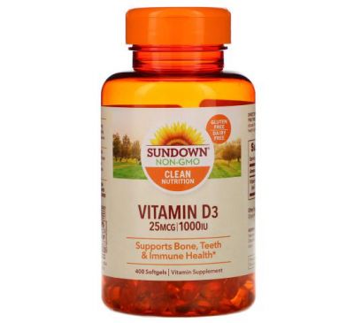 Sundown Naturals, Vitamin D3, 25 mcg (1,000 IU), 400 Softgels