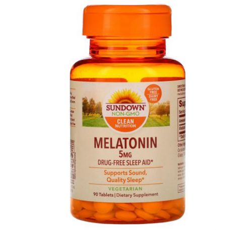 Sundown Naturals, мелатонін, 5 мг, 90 таблеток