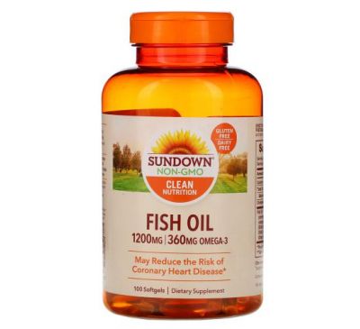 Sundown Naturals, риб’ячий жир, 1200 мг, 100 капсул