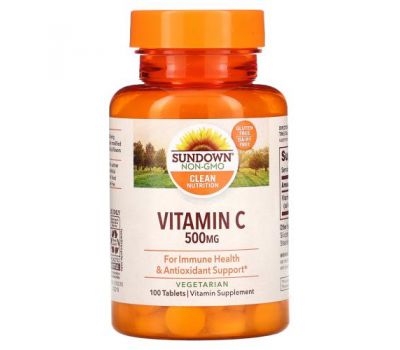 Sundown Naturals, Витамин C, 500 мг, 100 таблеток