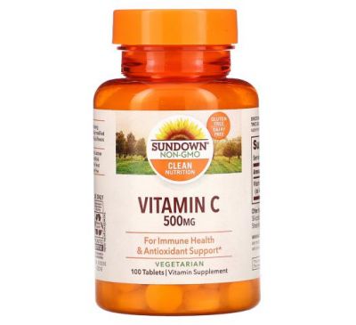Sundown Naturals, вітамін C, 500 мг, 100 таблеток