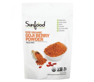 Sunfood, Raw Organic Goji Berry Powder, 8 oz (227 g)