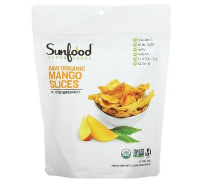 Sunfood, Ломтики сырого органического манго, 8 унций (227 г)