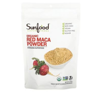 Sunfood, Порошок из необработанной органической красной маки, 227 г (8 унций)