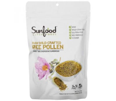 Sunfood, Raw Wild-Crafted Bee Pollen, 8 oz (227 g)
