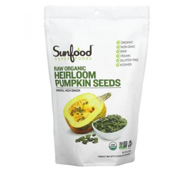 Sunfood, Superfoods, Raw Organic Heirloom Pumpkin Seeds, 8 oz (227 g)