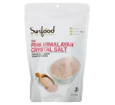 Sunfood, дрібна гімалайська кам’яна сіль, 454 г (1 фунт)