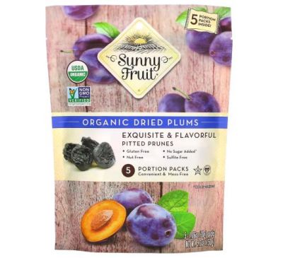 Sunny Fruit, Organic Dried Plums,  5 Portion Packs, 1.06 oz (30 g) Each