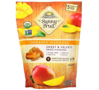 Sunny Fruit, Organic Mangoes, 5 Portion Packs, 0.7 oz (20 g) Each