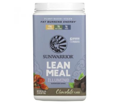 Sunwarrior, Illumin8 Lean Meal, Chocolate, 1.59 lb (720 g)