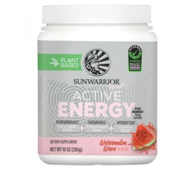Sunwarrior, Sport, Active Energy Preworkout, Watermelon Wave, 10 oz (285 g)
