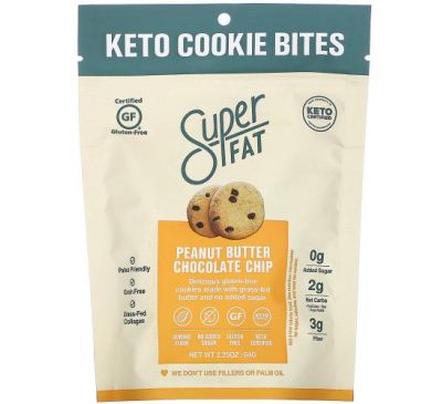 SuperFat, Keto Cookie Bites, Peanut Butter Chocolate Chip, 2.25 oz (64 g)