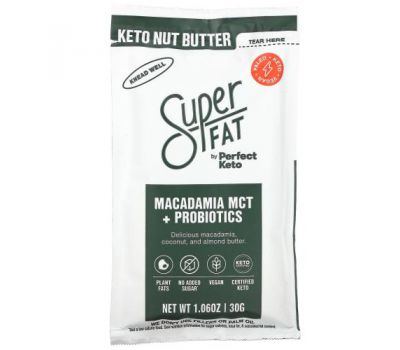 SuperFat, Keto Nut Butter, MCT макадамии + пробиотики, 30 г (1,06 унции)