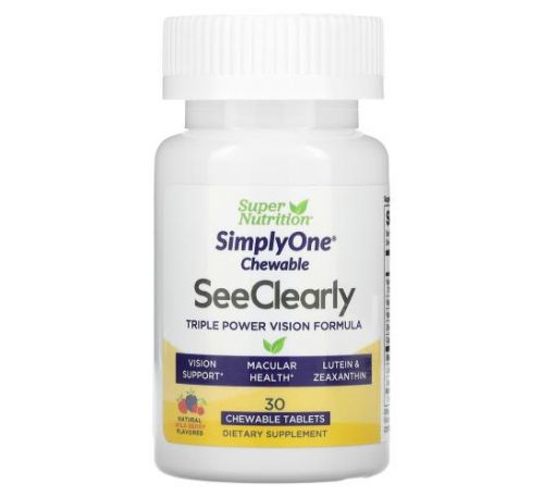 Super Nutrition, SimplyOne, See Clearly, потрійна формула для підтримки зору, лісові ягоди, 30 жувальних таблеток