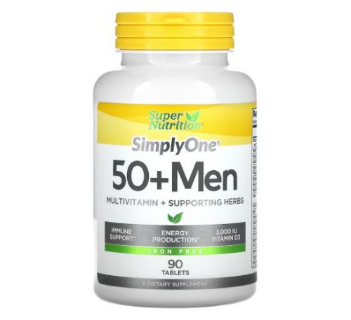 Super Nutrition, SimplyOne, для чоловіків від 50 років, мультивітаміни й підтримувальні трави, 90 таблеток