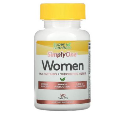 Super Nutrition, SimplyOne, мультивітаміни й підтримувальні трави для жінок, 90 таблеток