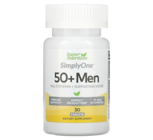 Super Nutrition, SimplyOne, мультивітаміни потрійної дії для чоловіків від 50 років, 30 таблеток