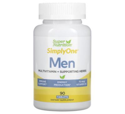 Super Nutrition, SimplyOne, мультивітаміни та підтримувальні трави для чоловіків, 90 таблеток