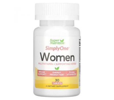 Super Nutrition, SimplyOne, мультивітаміни та підтримувальні трави для жінок, 30 таблеток