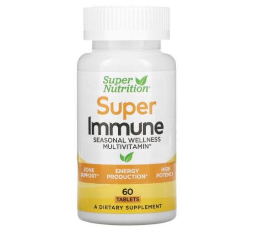 Super Nutrition, Super Immune, мультивітаміни для гарного самопочуття під час зміни сезонів, 60 таблеток