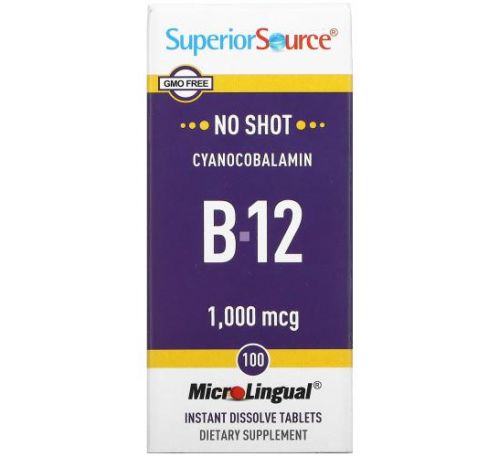 Superior Source, Cyanocobalamin B12, 1,000 mcg, 100 Tablets