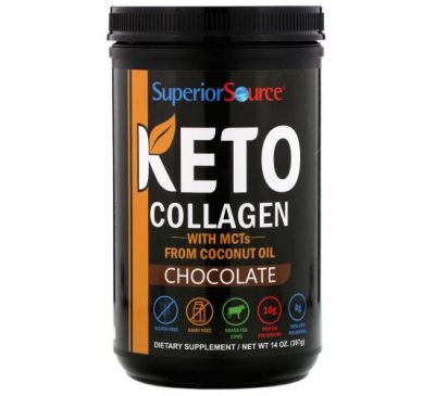 Superior Source, Keto Collagen Powder with MCTs, Chocolate, 14 oz (397 g)