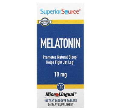Superior Source, Melatonin, 10 mg, 100 MicroLingual Instant Dissolve Tablets