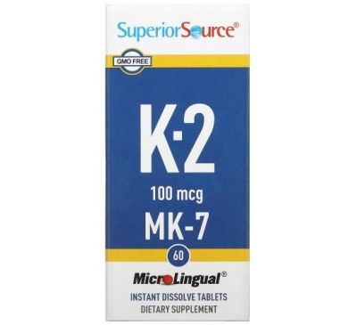 Superior Source, Vitamin K-2, 100 mcg, 60 Microlingual Instant Dissolve Tablets