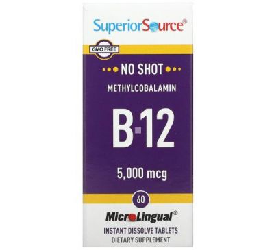 Superior Source, метилкобаламін, вітаміни B12, 5000 мкг, 60 швидкорозчинних таблеток MicroLingual