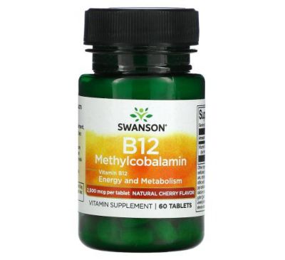 Swanson, B12, Methylcobalamin, Cherry, 60 Tablets