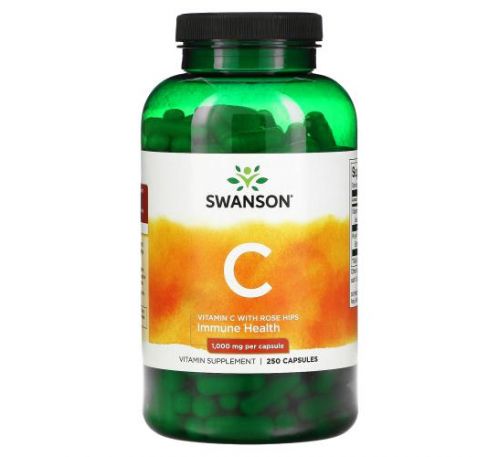 Swanson, Vitamin C with Rose Hips, 1,000 mg, 250 Capsules