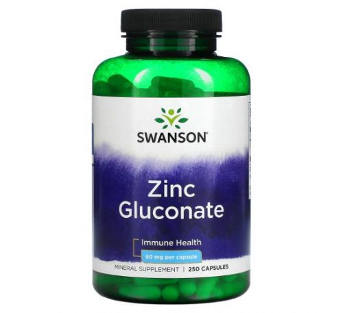 Swanson, Zinc Gluconate, 50 mg, 250 Capsules
