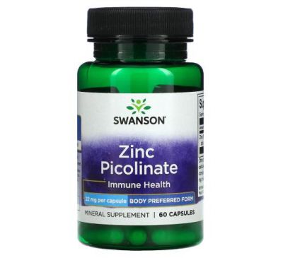 Swanson, Zinc Picolinate, Immune Health, 22 mg, 60 Capsules