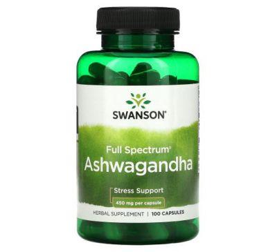 Swanson, ашваганда, 450 мг, 100 капсул