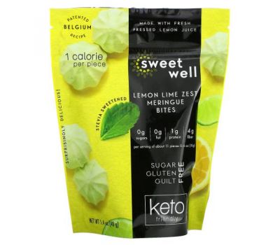 Sweetwell, Keto Bites, безе с цедрой лимона и лайма, 40 г (1,4 унции)