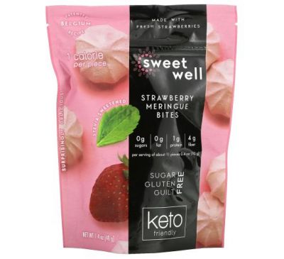 Sweetwell, Keto Bites, клубничное безе, 40 г (1,4 унции)