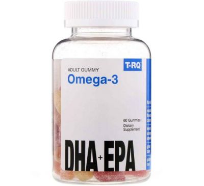 T-RQ, Adult Gummy Omega-3, DHA + EPA, Lemon, Orange, Strawberry, 60 Gummies