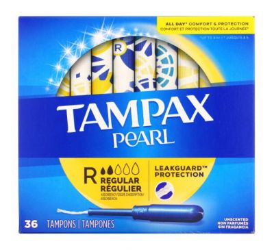 Tampax, Pearl, Regular, Unscented, 36 Tampons