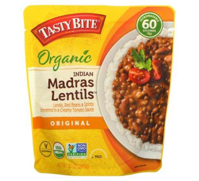 Tasty Bite, Органическая индийская чечевица Мадраса, оригинальная, мягкая, 285 г (10 унций)