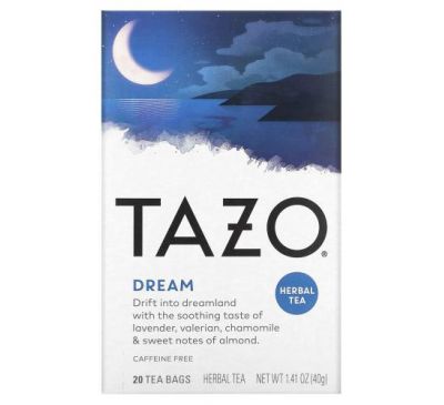 Tazo Teas, Dream, травяной чай, 20 чайных пакетиков, 40 г (1,41 унции)