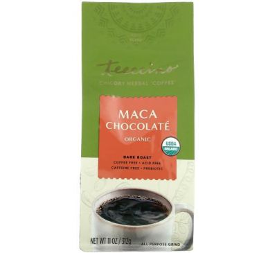 Teeccino, Organic Chicory Herbal Coffee, Maca Chocolate, Dark Roast, Caffeine Free, 11 oz (312 g)
